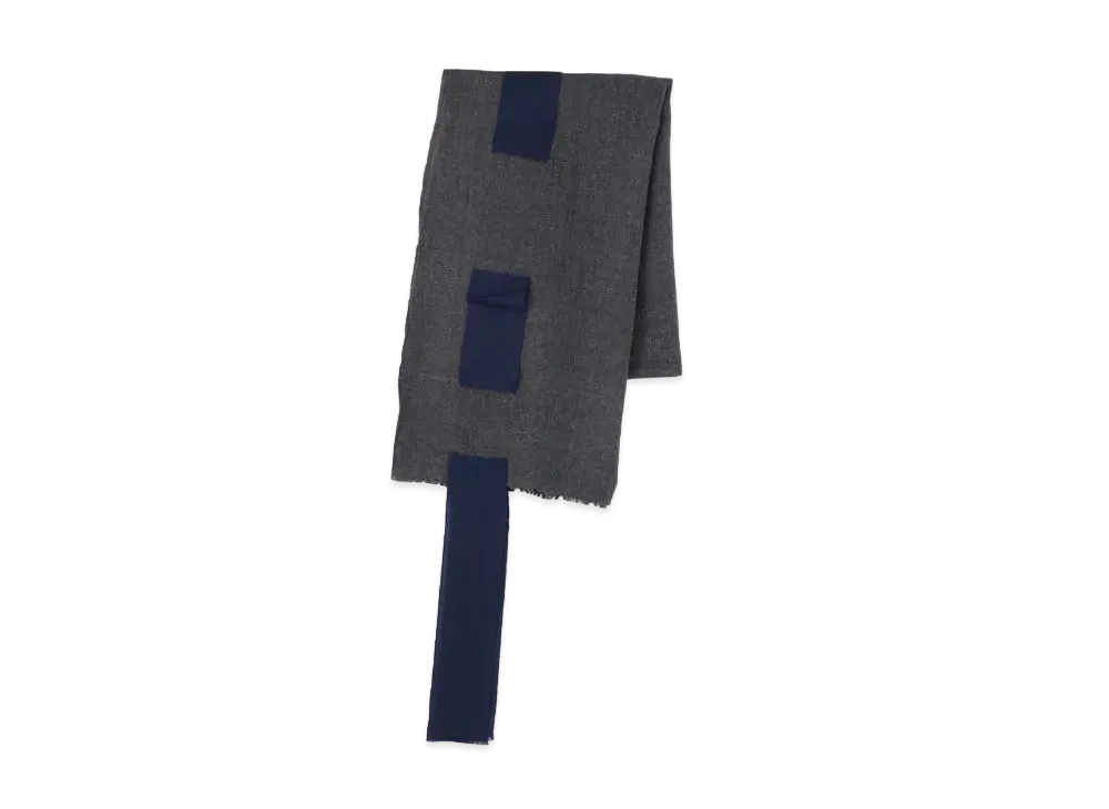 Yohji Yamamoto Pour Homme 2/60 WOOL MILLED STITCH SCARF "Charcoal"