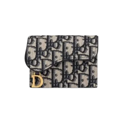 Dior Saddle 5-Gusset Card Holder "Blue"