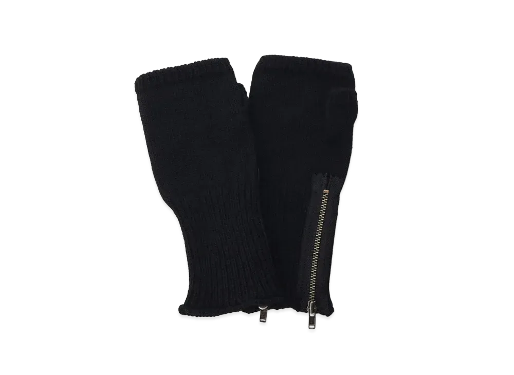 Yohji Yamamoto Pour Homme 2/32 W/PLAIN STITCH OPEN FINGER KNIT GLOVES "Black"