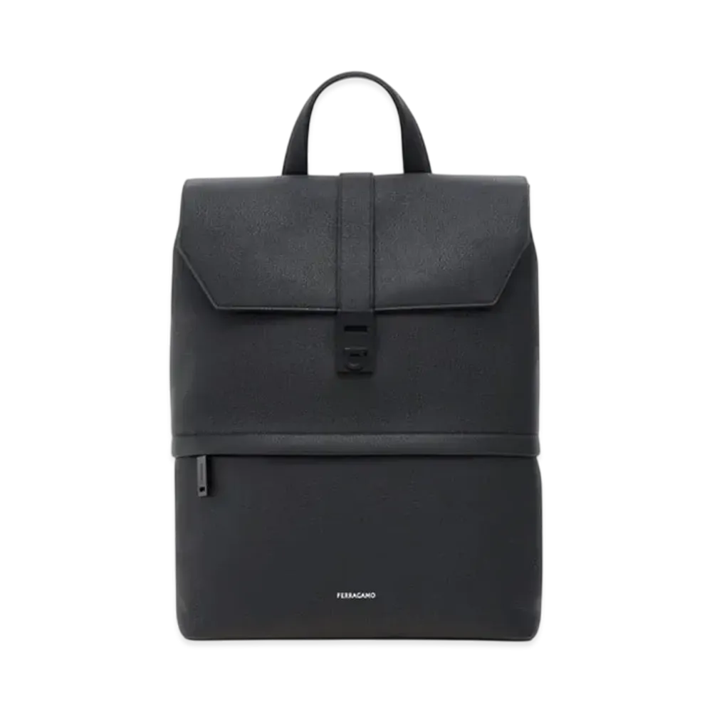 Salvatore Ferragamo Backpack With Gancini Buckles "Black"