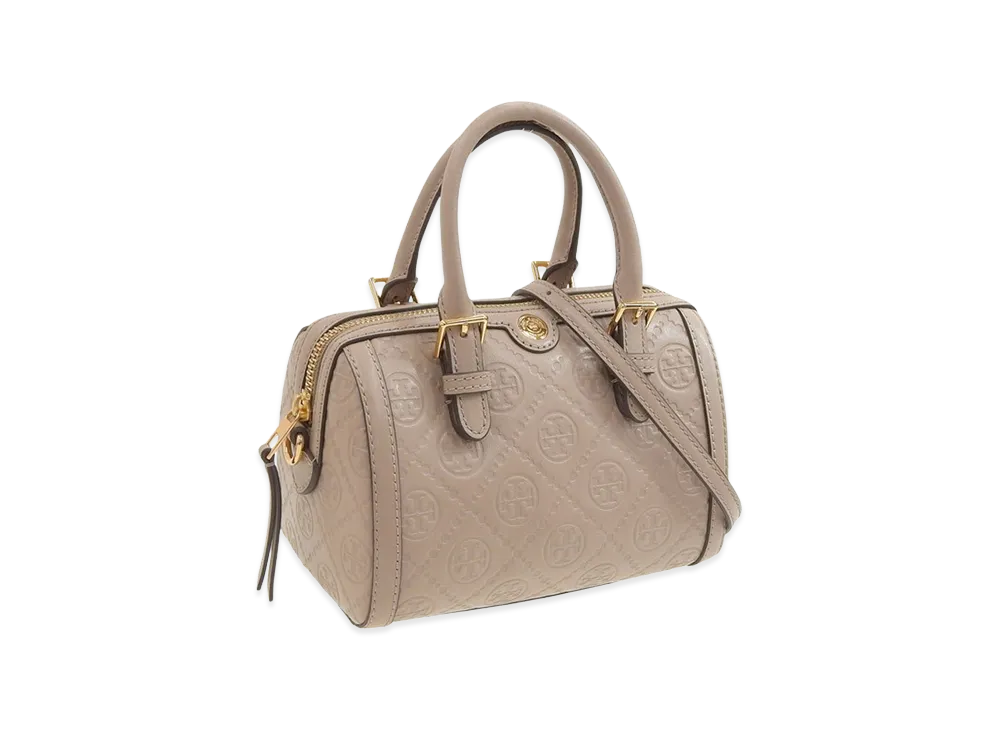 TORY BURCH Women's 2Way Shoulder Bag T Monogram Leather Pettie Barrel Bag "Beige"