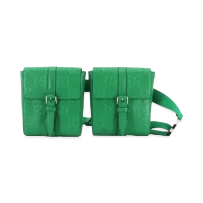 GUCCI GG Embossed Double Waist Bag "Green"