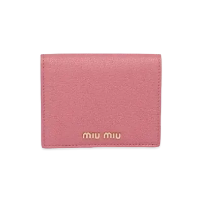 MIU MIU Madras Color Leather Wallet "Pink/Red"