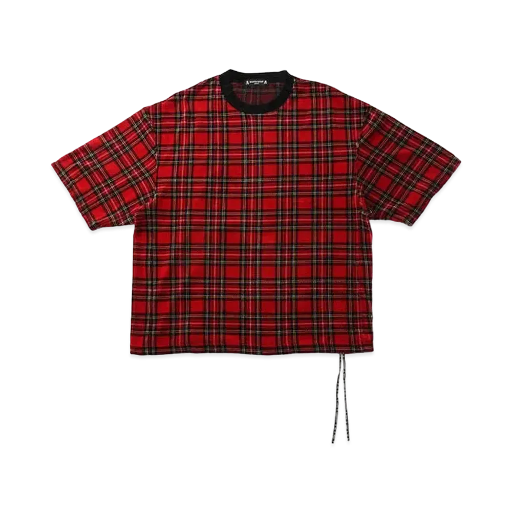 mastermind JAPAN Boxy Velour Plaid Tee "Black Red"