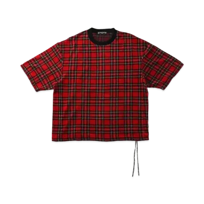 mastermind JAPAN Boxy Velour Plaid Tee "Black Red"
