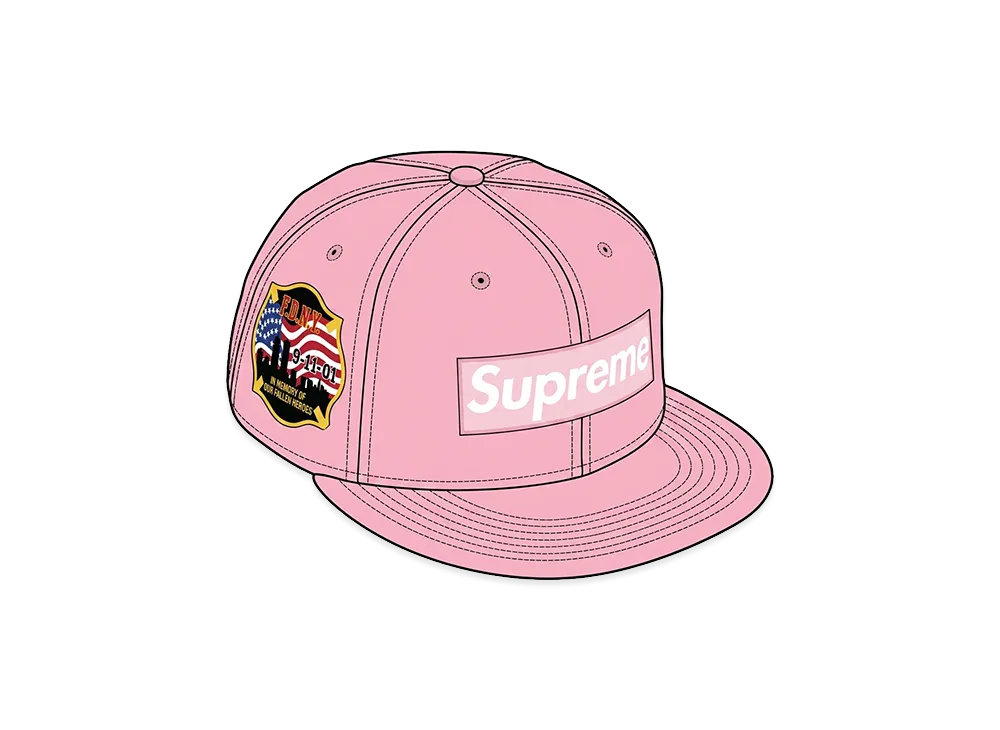 Supreme x FDNY Box Logo New Era "Pink"