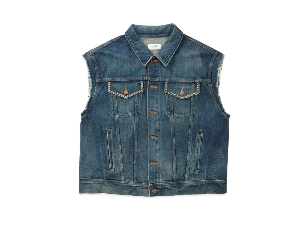 CELINE Denim Trucker Jacket With Artist Embroidery "Indigo"