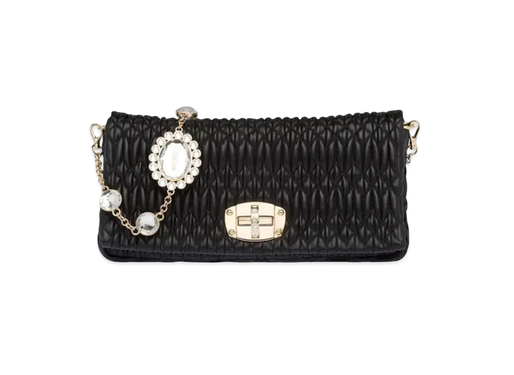MIU MIU Iconic Crystal Leather Bag "Black"