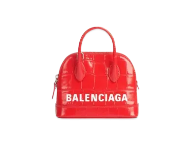 BALENCIAGA Women's Ville Mini Top Handle "Vermillion/White"
