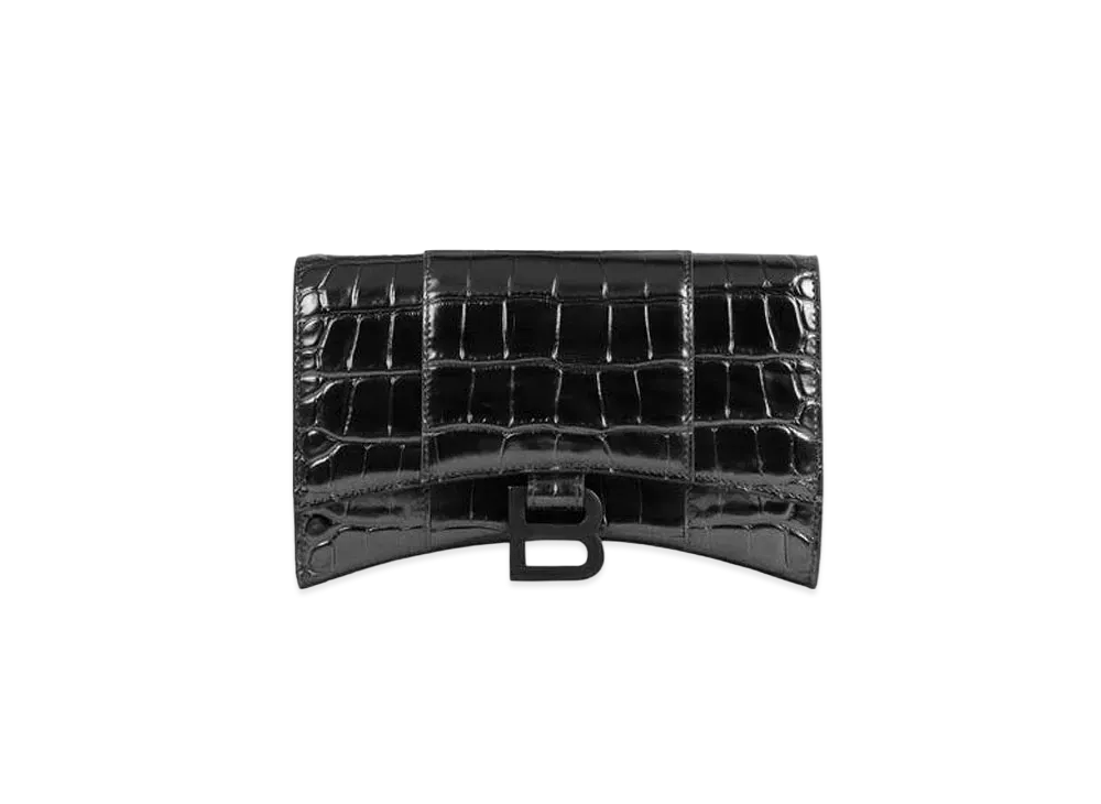 BALENCIAGA Hourglass Wallet On Chain "Black"