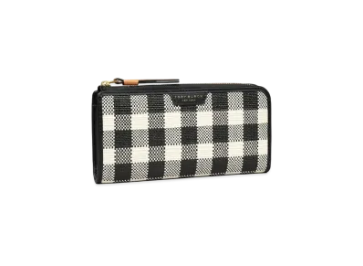 Tory Burch Perry Gingham Zip Continental Wallet "Black/New Ivory Gingham"