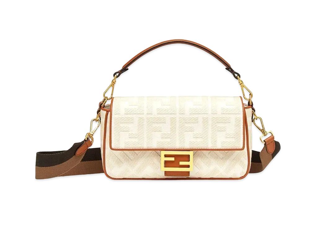 FENDI Baguette Canvas FF Bag "White"