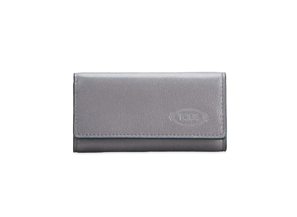 TOD'S Leather Key Holder "Gray/Pink"