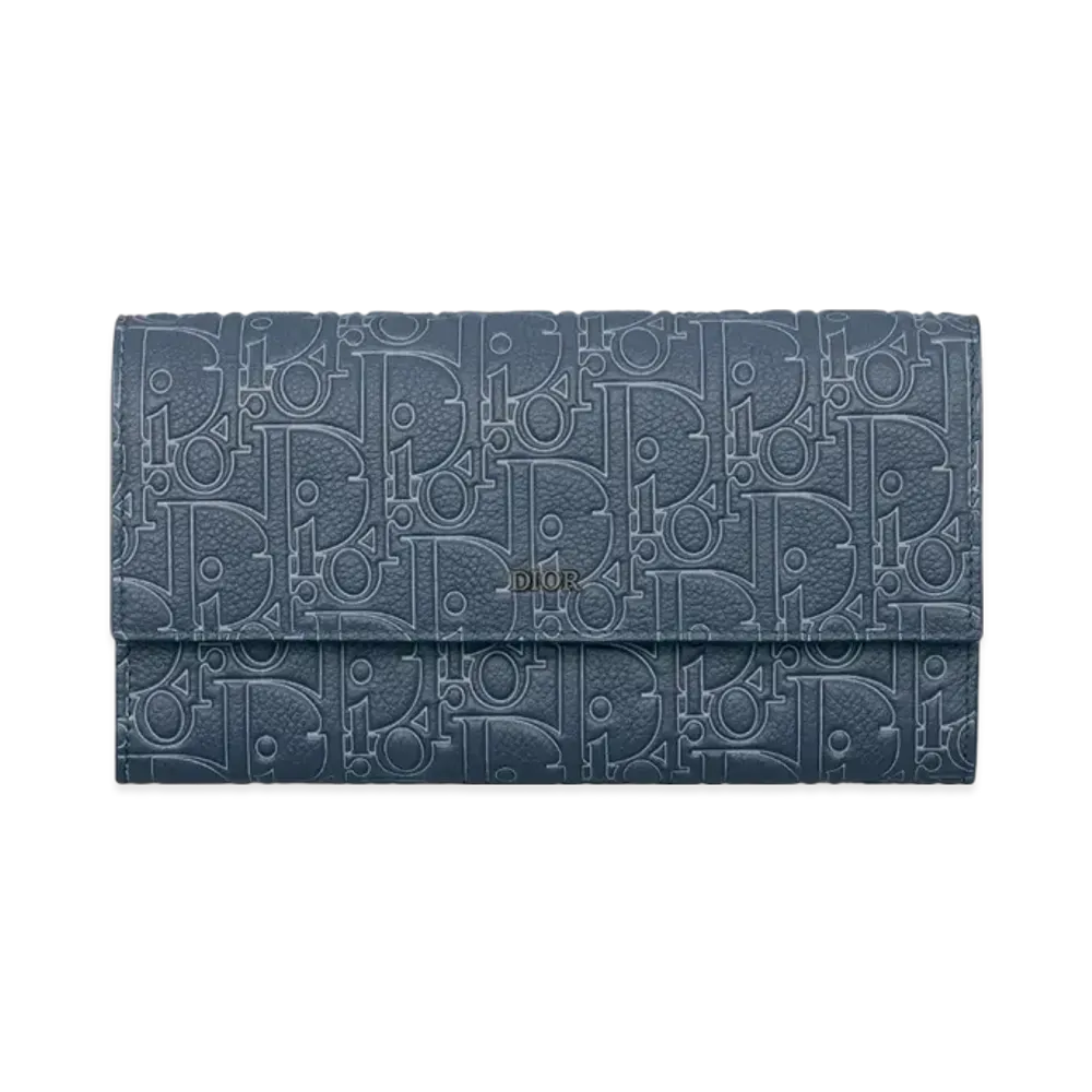 Dior Long Flap Wallet Dior Gravity Outline Leather "Navy Blue"