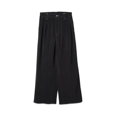 YOKE High-Twisted Polyester Kersey 3Pleated Trousers "Carbon Black"