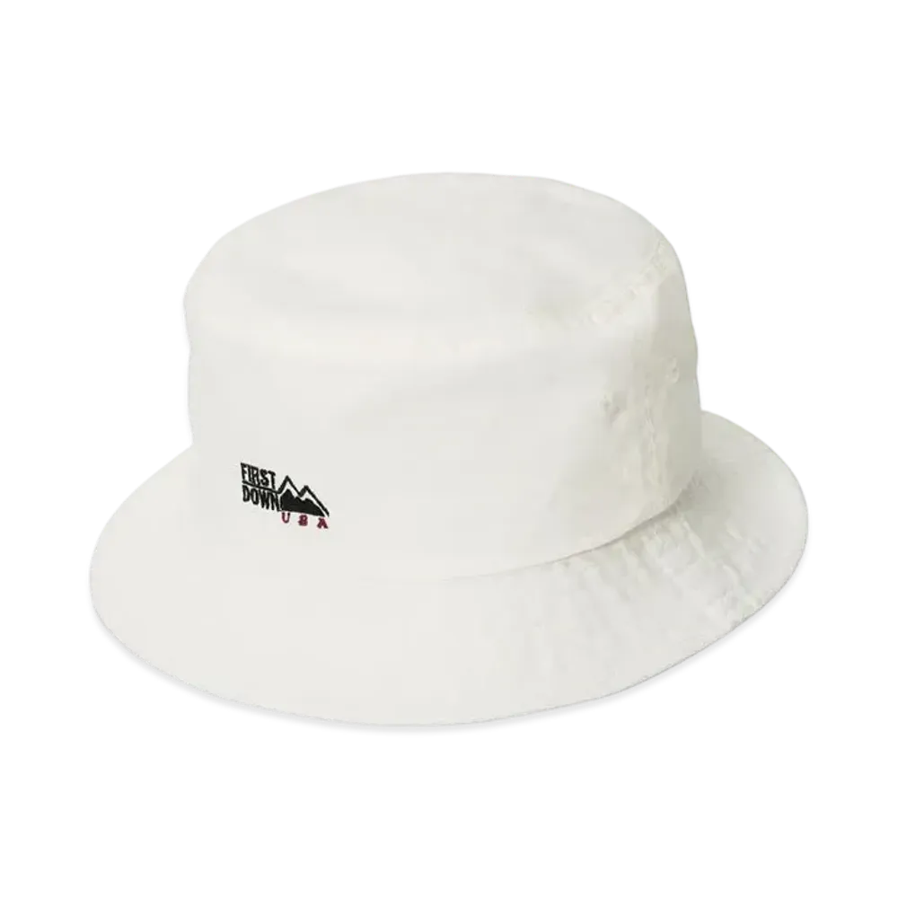 FIRST DOWN Logo Twill Bucket Hat "White"