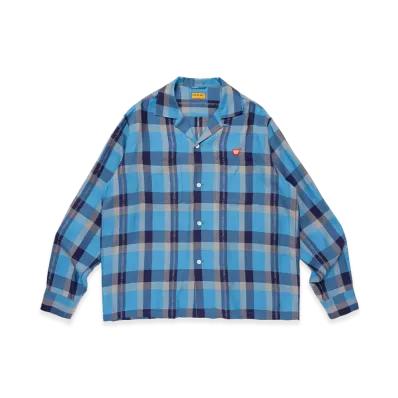 HUMAN MADE Open Collar Check Shirt "Blue"