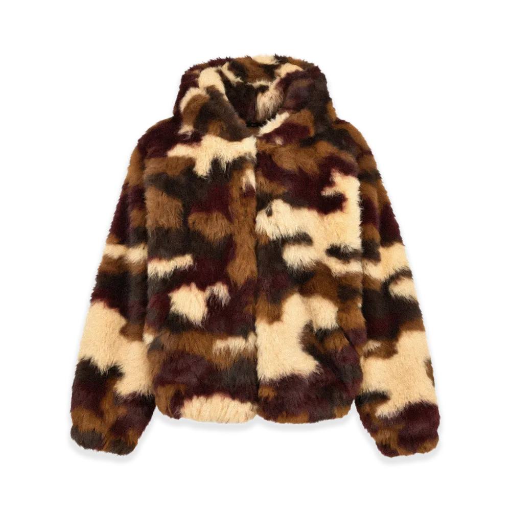 BREATH Faux Fur Zip Hoodie "Camo"