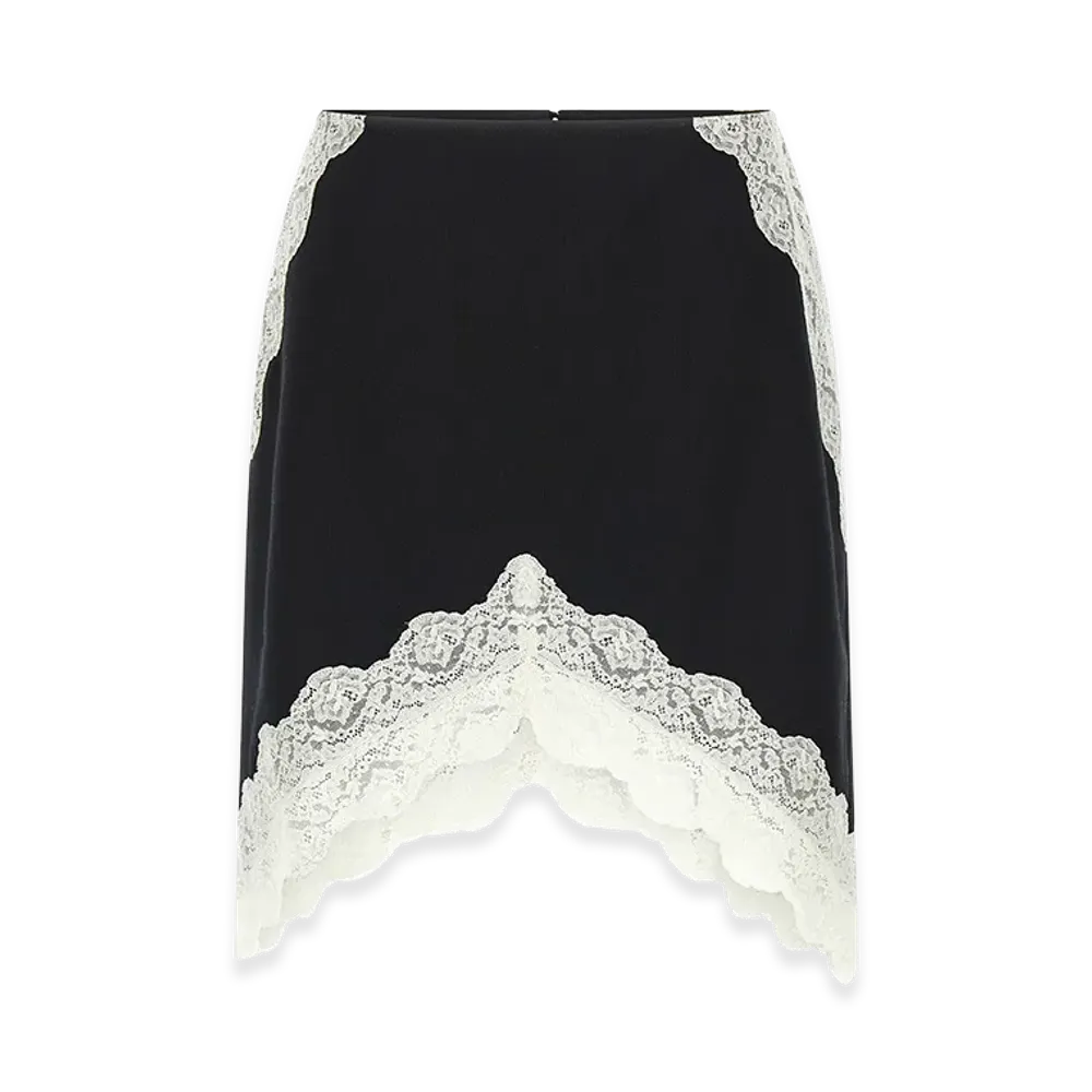Jil Sander Women's Organza Lace Wool Skirt "Black"