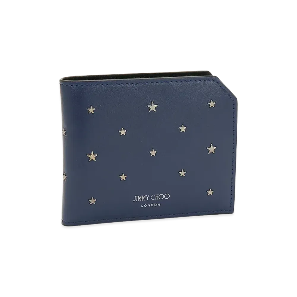 Jimmy Choo Albany Flat Star Stud Bifold Wallet "Ink"