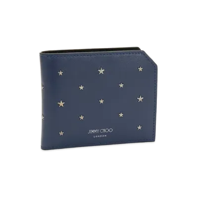 Jimmy Choo Albany Flat Star Stud Bifold Wallet "Ink"