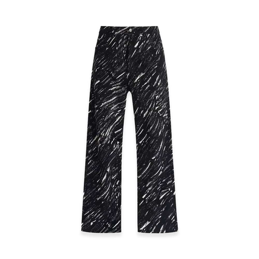 MARNI Marble Printed Velvet Straight Trouser "Black/White"