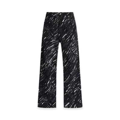 MARNI Marble Printed Velvet Straight Trouser "Black/White"