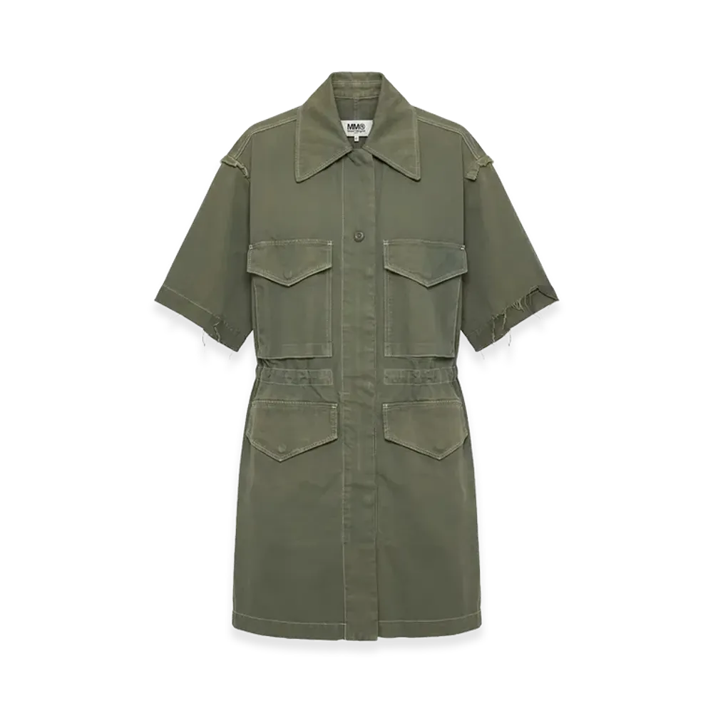 MM6 Maison Margiela Oversized Military Style Short Sleeve Dress Coat "Khaki"