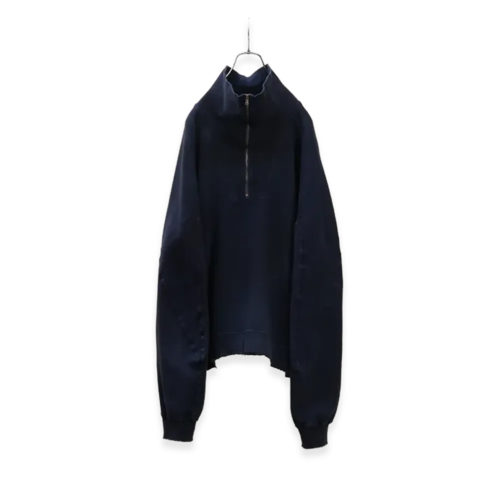 ANCELLM Smooth Knit Pullover Shirt "Navy"