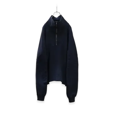 ANCELLM Smooth Knit Pullover Shirt "Navy"