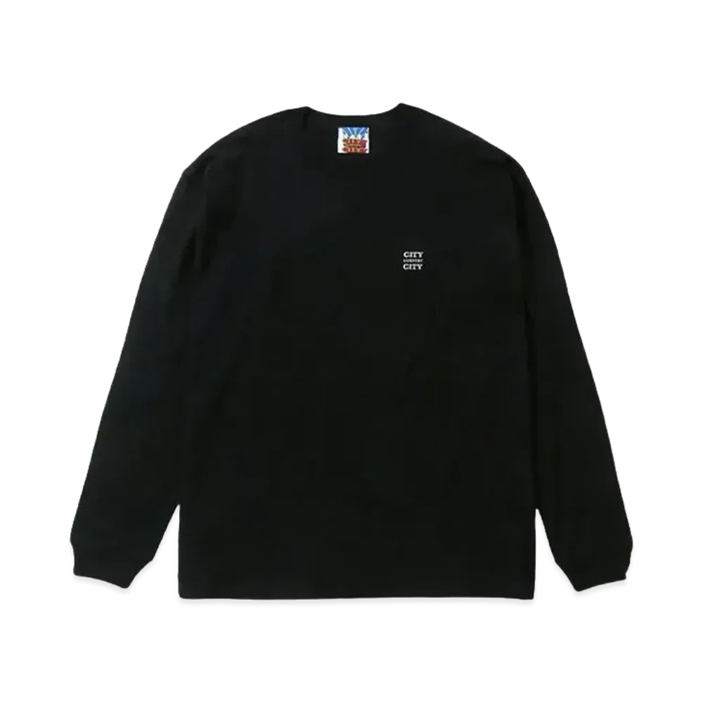 CITY COUNTRY CITY EMBROIDERED LOGO COTTON L/S T-SHIRT "BLACK"