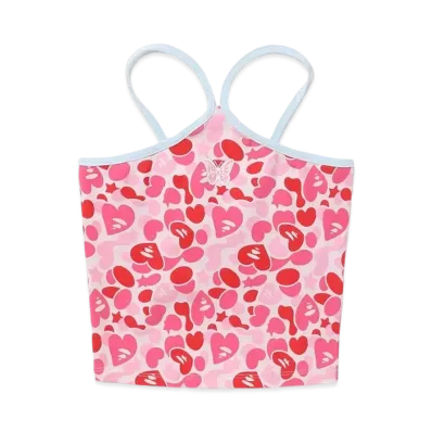 A BATHING APE Printed Halterneck Tank Top "Pink"