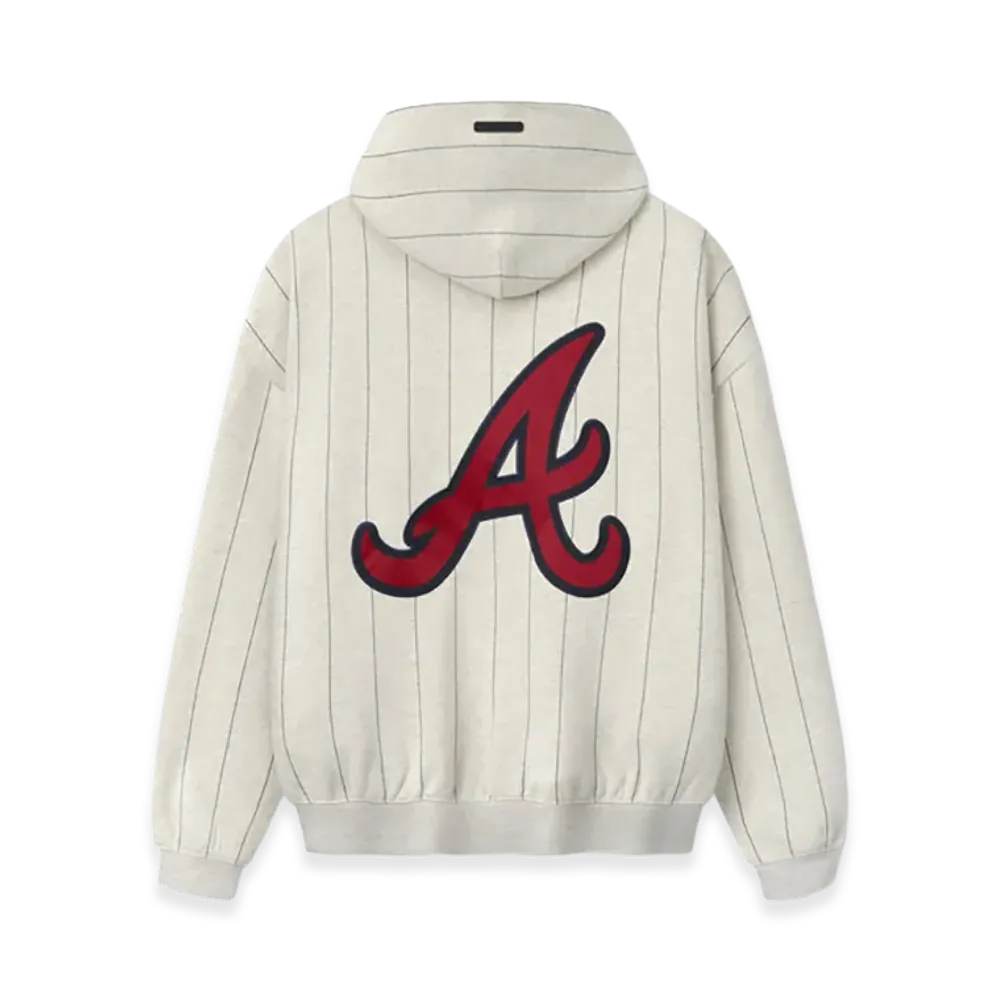 FEAR OF GOD x MLB Braves Sport Hoodie "Oatmeal Heather W Dark Sapphire Pinstripes"