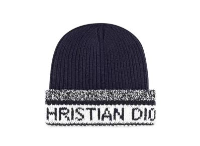 Dior D-White Beanie Wool and Cashmere Knit "Navy Blue"