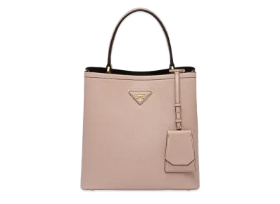 PRADA Medium Saffiano Leather Panier Bag "Pink Beige/Black"