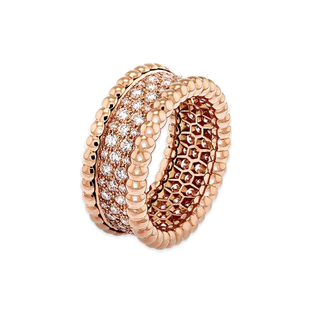 Van Cleef & Arpels Perlee diamonds ring 3 rows model "18K Rose gold/Diamond"