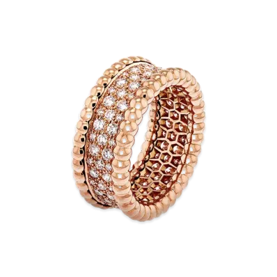 Van Cleef & Arpels Perlee diamonds ring 3 rows model "18K Rose gold/Diamond"