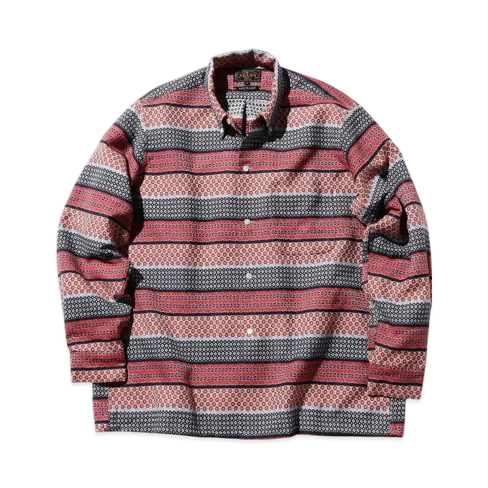 BEAMS Open B.D. Fine Pattern Jacquard Stripe "Navy"