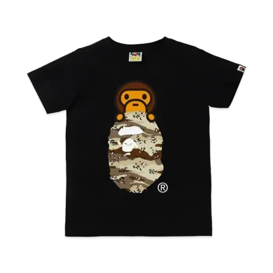 A BATHING APE DESERT CAMO MILO ON APE HEAD TEE "Black/Beige"