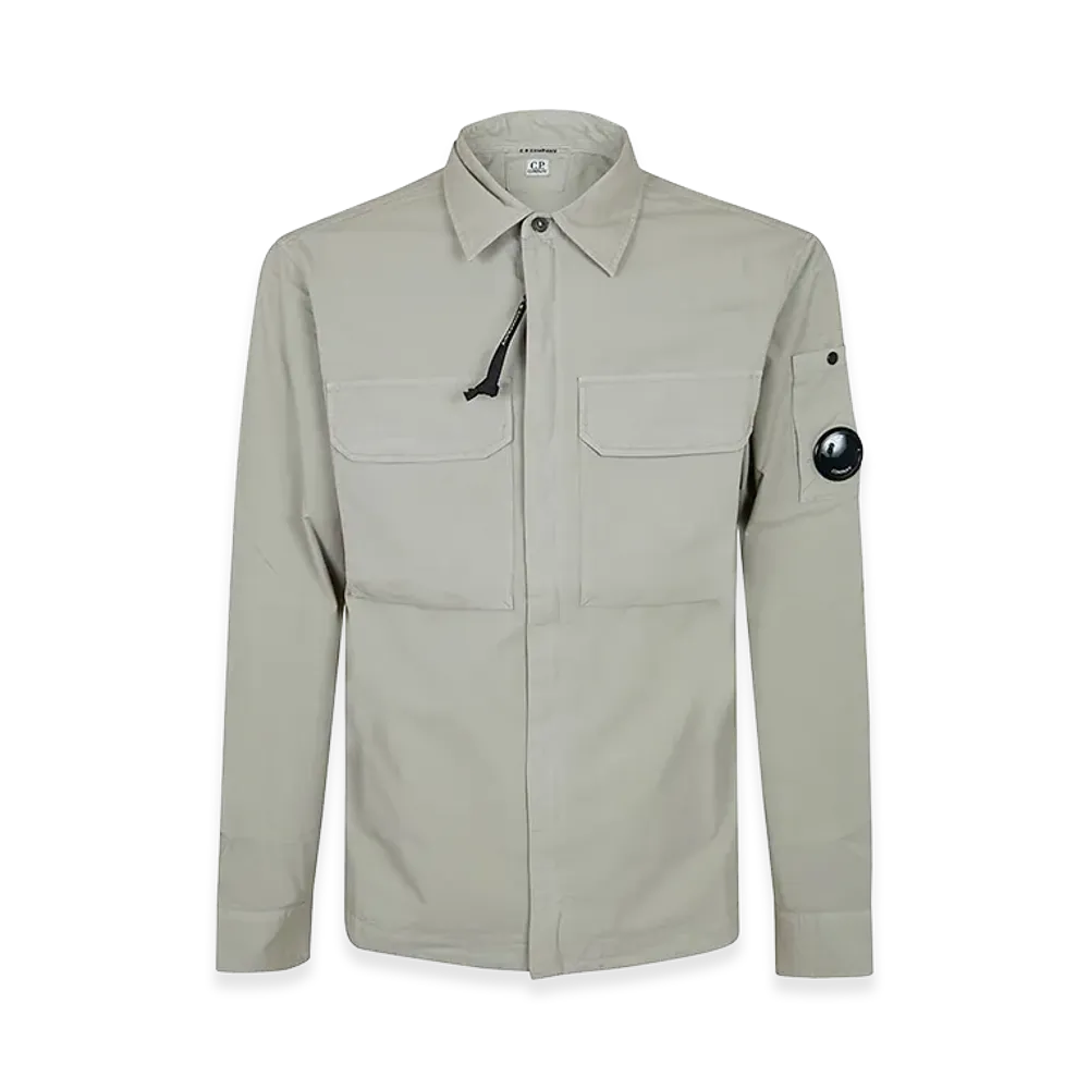 C.P. Company Organic Gabardine Zipped Lens Overshirt "Dove"