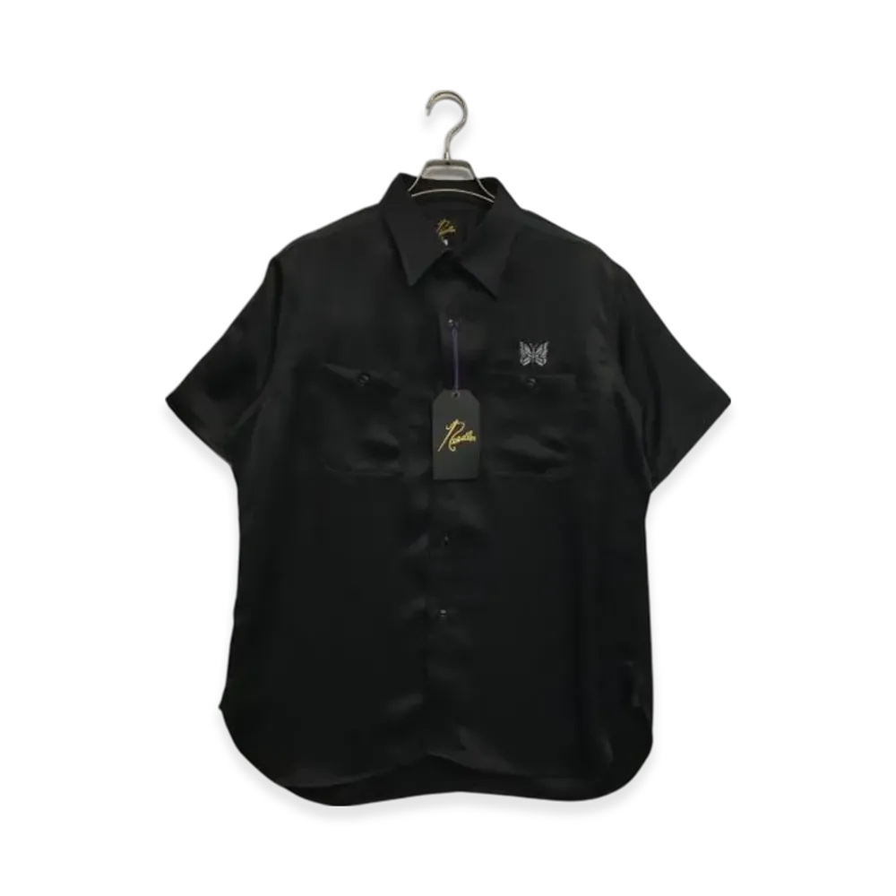 NEEDLES S/S Work Shirt Poly Sateen "Black"