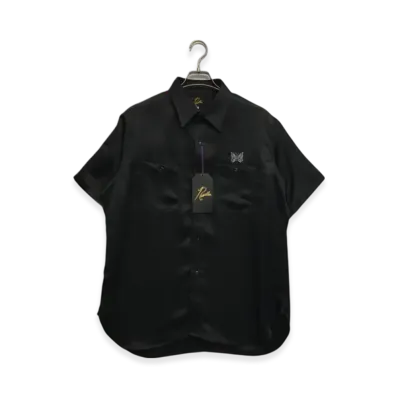 NEEDLES S/S Work Shirt Poly Sateen "Black"