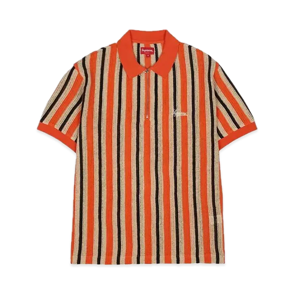 Supreme Open Knit Stripe Zip Polo "Orange"