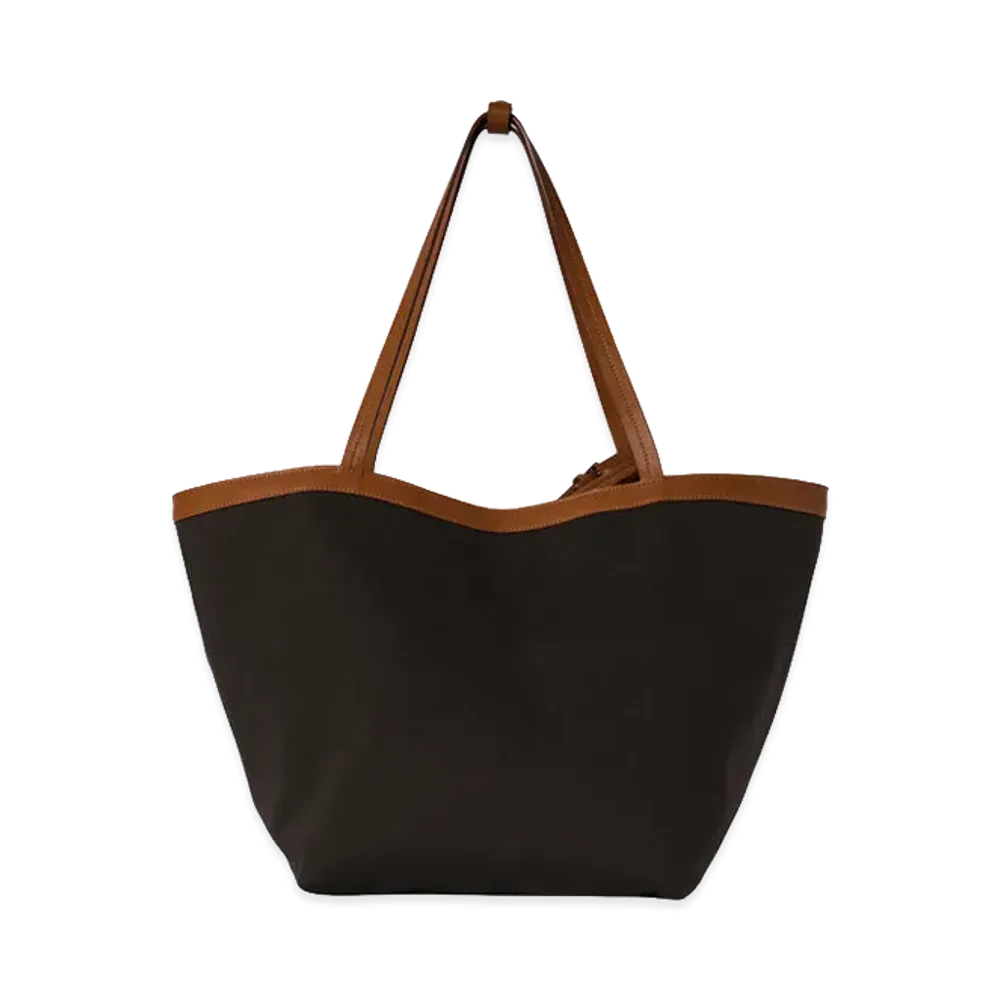 The Row Women's Park Tote Three Canvas Cotton Canvas and Leather Bag "Brown/Beige/Cuir"
