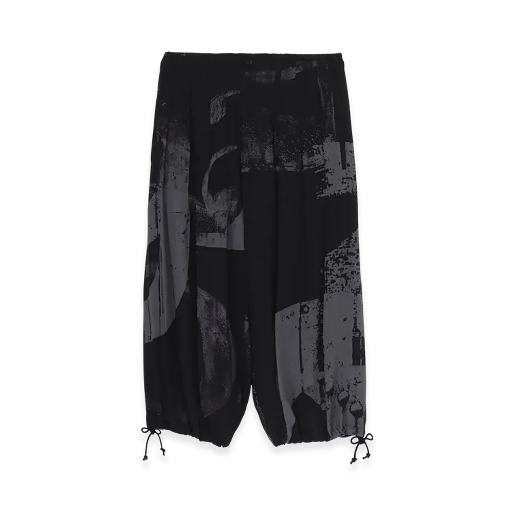 Ground Y Rayon Print Number Pattern Balloon Pants "Black/Gray"