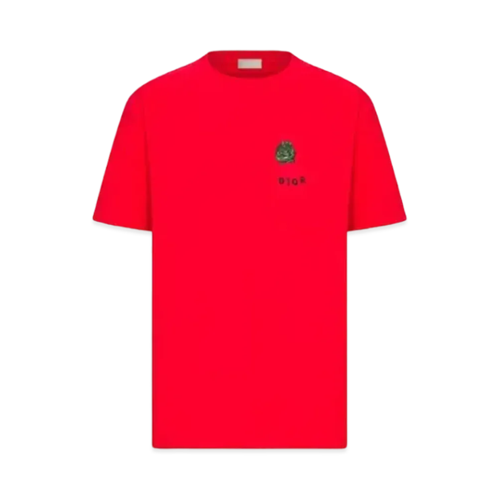 Dior & Otani Workshop Relaxed Fit T-shirt Slub Cotton Jersey "Red"