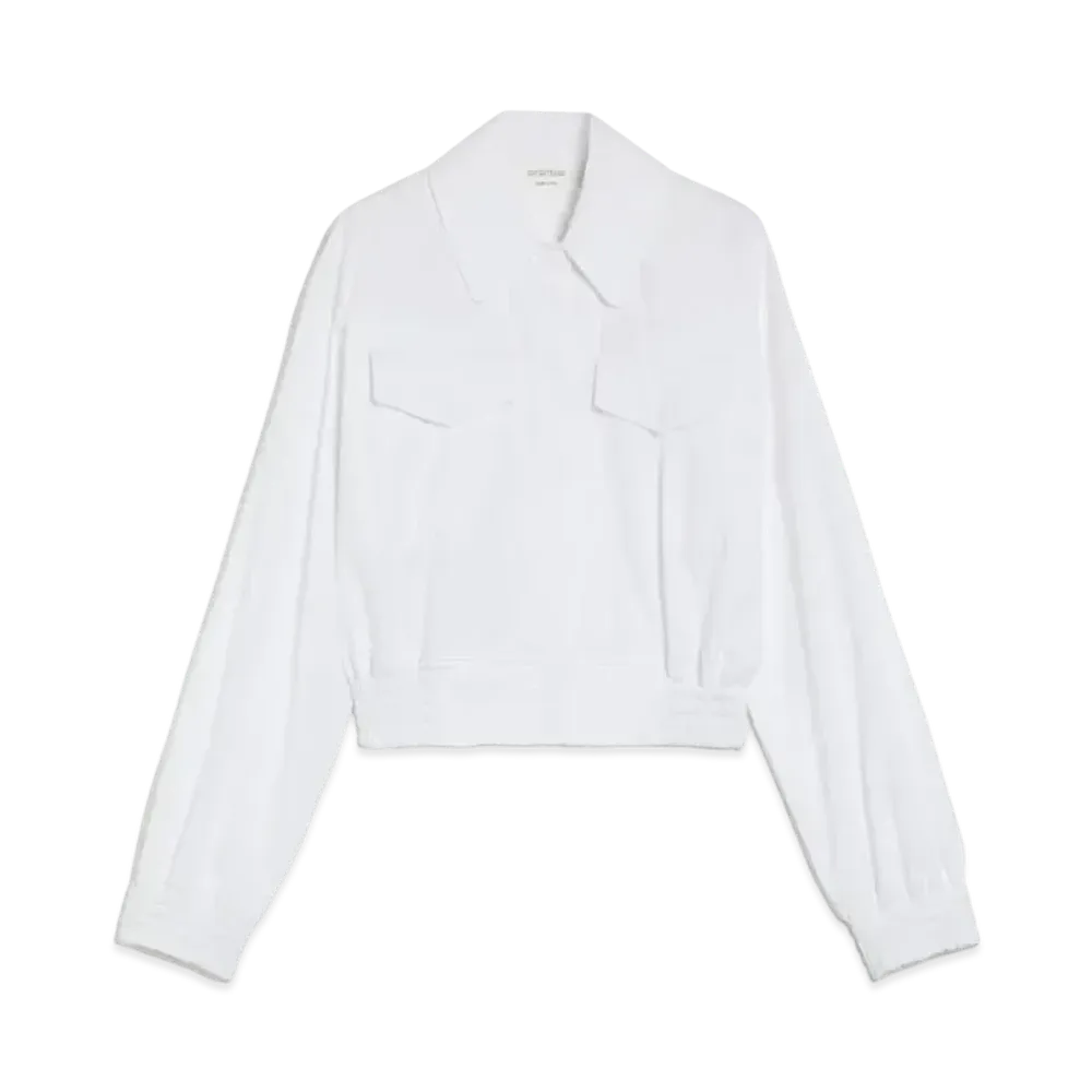 Max Mara Gala Washed Cotton Bomber Jacket "Optical White"