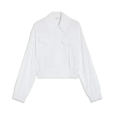 Max Mara Gala Washed Cotton Bomber Jacket "Optical White"