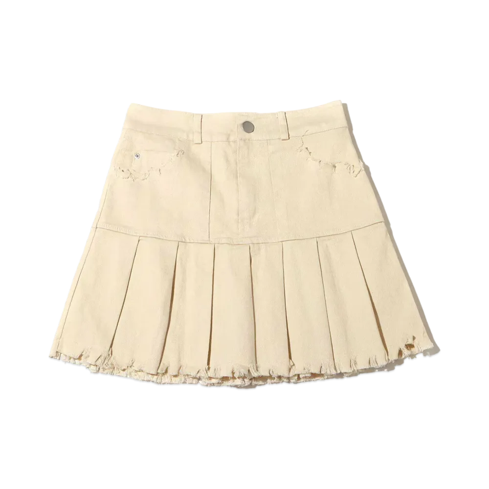 atmos pink Distressed Pleated Skirt "Beige"