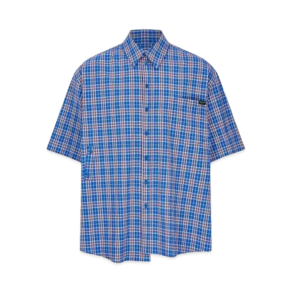 MARTINE ROSE S/S Wrap Shirt "Blue Check"